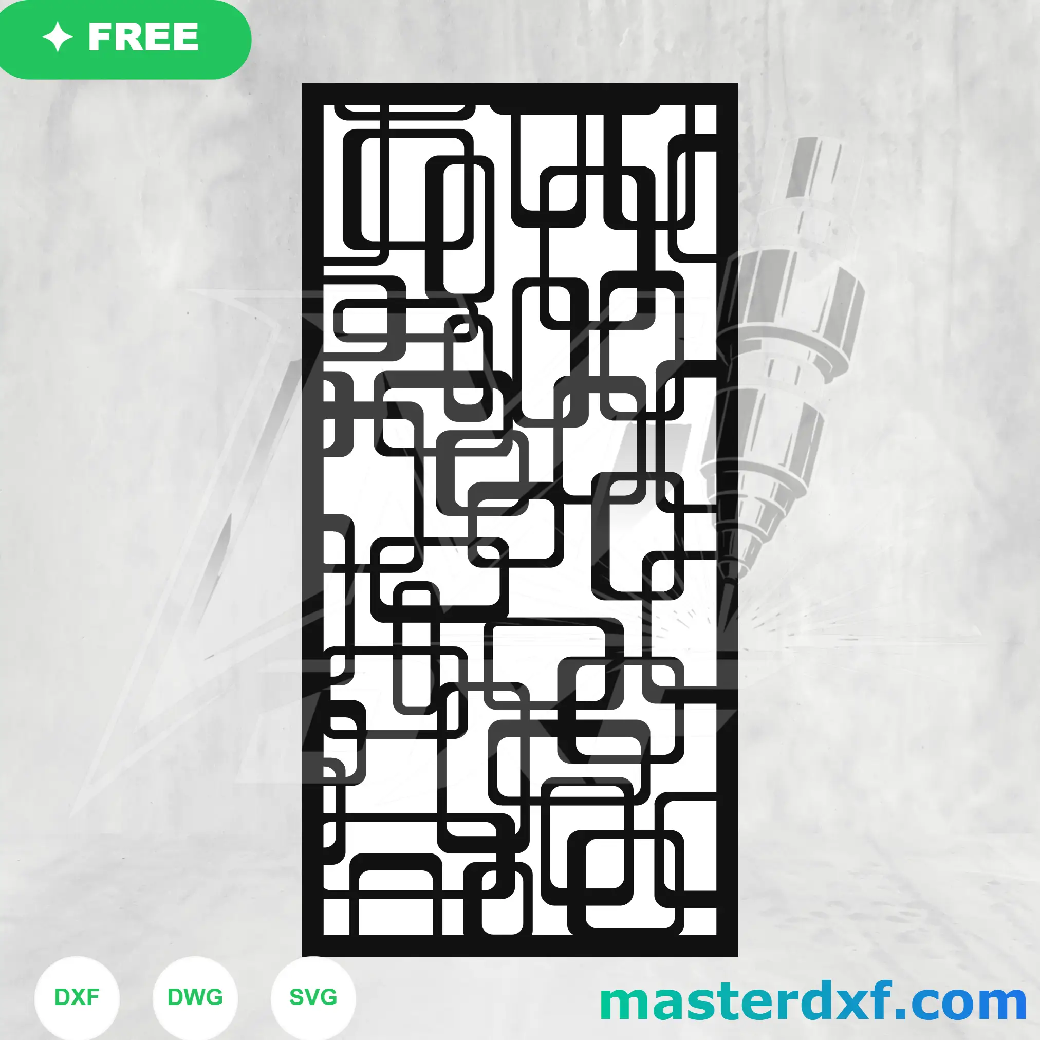 Modern Retro Rounded Rectangle Matrix Fretwork Design DXF File